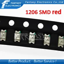 100 шт красный 1206 SMD светодиодный диоды для подавления переходных скачков напряжения светильник 3216