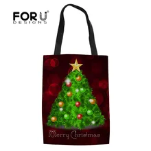 FORUDESIGNS, рождественский стиль, женская складная сумка, эко многоразовая сумка для покупок, дорожная сумка, пляжная сумка для женщин,, рождественский подарок
