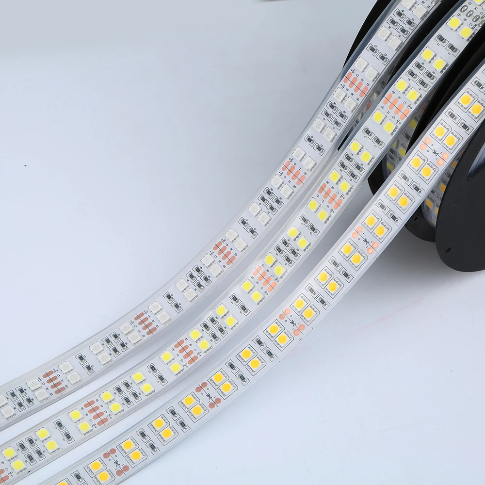 XUNATA DC24V 12 В 120led/m SMD 5050 RGB Светодиодная лента двухрядная водонепроницаемая гибкая лента 600 светодиодов ленточный светильник Холодный теплый белый 5 м