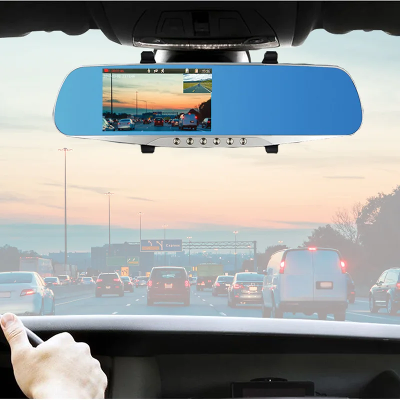 Зеркало заднего вида с двумя объективами 5 светодиодов Full HD 1080P|mirror dvr dual lens|dual lensdvr