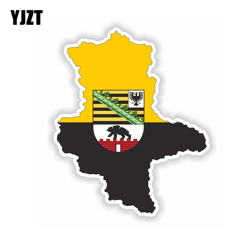 

YJZT 12.2CM*14.9CM Funny Saxony Anhalt Map Flag Decal Creative Car Sticker 6-1778