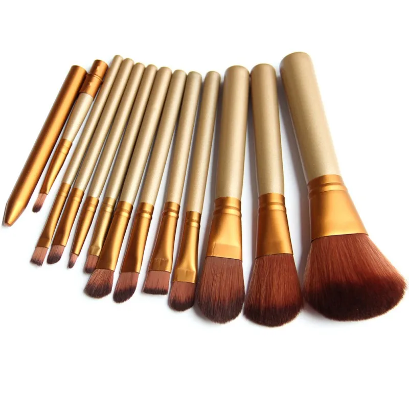 

Golden 12 Pcs/lot Make Up Brushes Set Foundation Face&Eye Powder Blusher Professional Pinceaux Cosmetics Makeup Brush Maquiagem