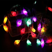 5 м 20 светодиодный S Череп Призрак Гирлянды светодиодные огни AC110V 220 В Хэллоуин для дома и улицы праздник для рождественской вечеринки украшения строка свет