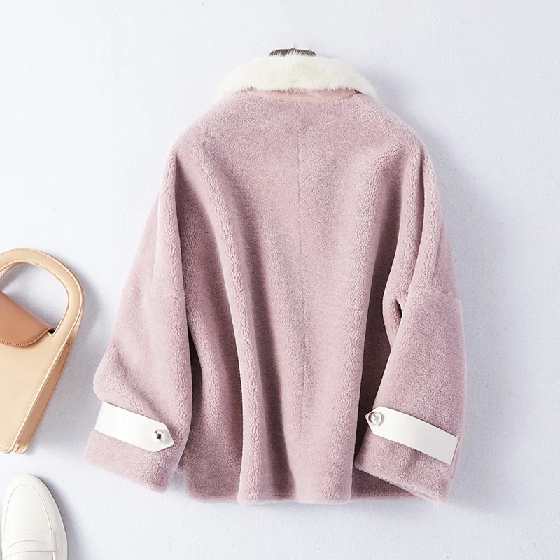 DUOUPA 2019 Lazy New Small Fashion Sheep Sheared Fur Coat Female Short Paragraph Dream Particles Gilded Square Collar Coat
