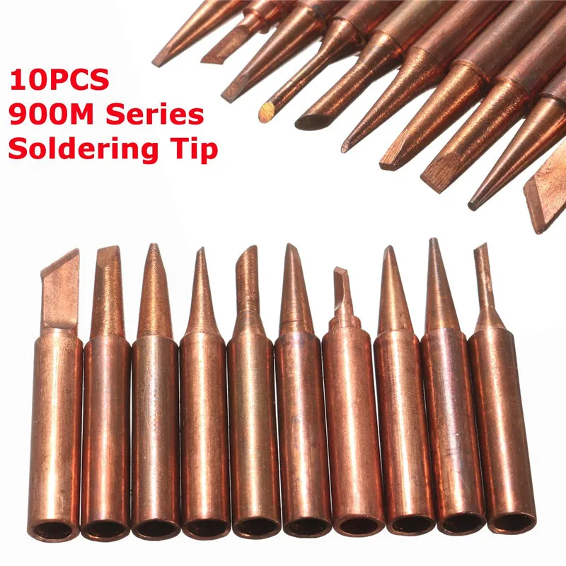 

10pcs 900M Pure Copper Soldering Iron Tip Lead-free Welding Sting For Hakko 936 FX-888D Saike 909D 852D+ Soldering Iron Station