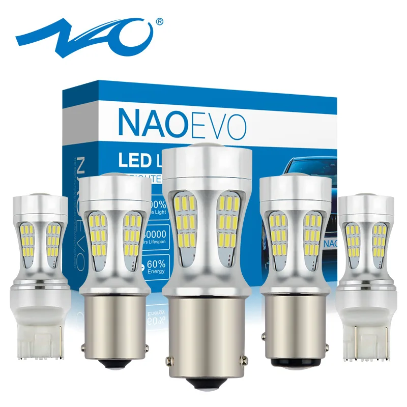 NAO LED P21W PY21W 7440 P21/5w ba15s Car led Light 1157 bay15d Auto Bulb w21/5w 7443 led t20 w21w bau15s 1156