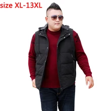 Модный пуховик мужской супер большой мужской модный плотный Повседневный жилет без рукавов белого утиного пуха размера плюс XL-10XL11XL12XL13XL