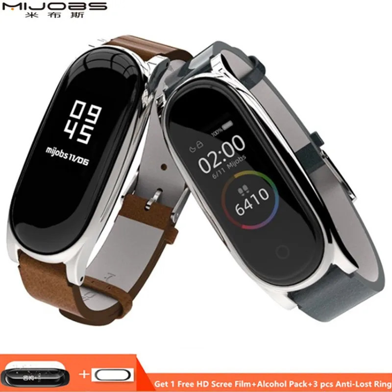 Ремешок Mijobs из искусственной кожи для Xiaomi Mi Band 3 ремешок браслета band 4 браслет