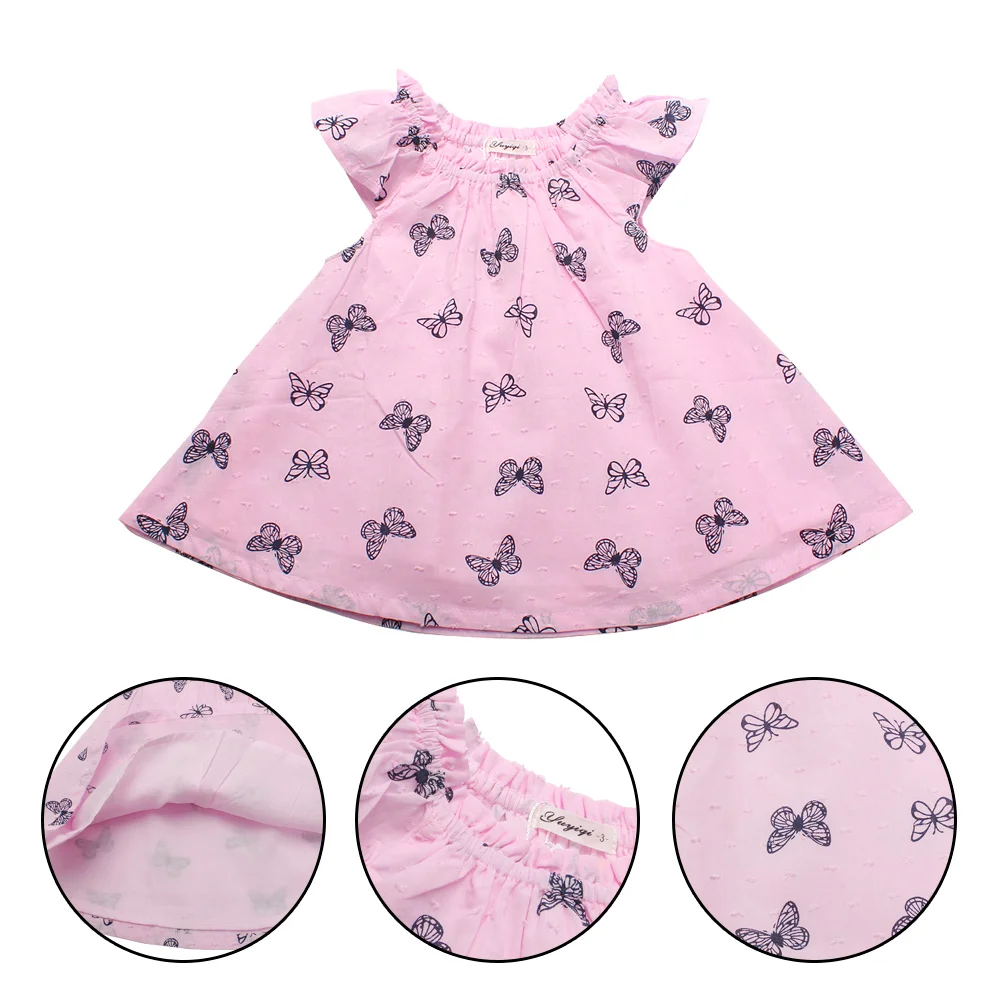 New Kids Dress Cotton Princess Dress Butterfly Print O Neck Dresses For Girls Casual A Line Children Clothes 2017 Girls Clothing (3)