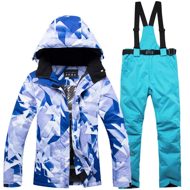 Новинка, самый дешевый женский лыжный костюм 10 K, комплект для сноуборда, водонепроницаемый, ветрозащитный, 10000, зимняя куртка для альпинизма+ теплый комбинезон - Цвет: Прозрачный