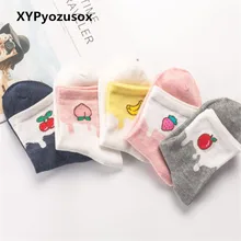 Harajuku носки милые забавные кавайные Клубничные/персиковые/вишневые хлопковые носки женские Skarpetki Damskie Calcetines Mujer женские носки с фруктами