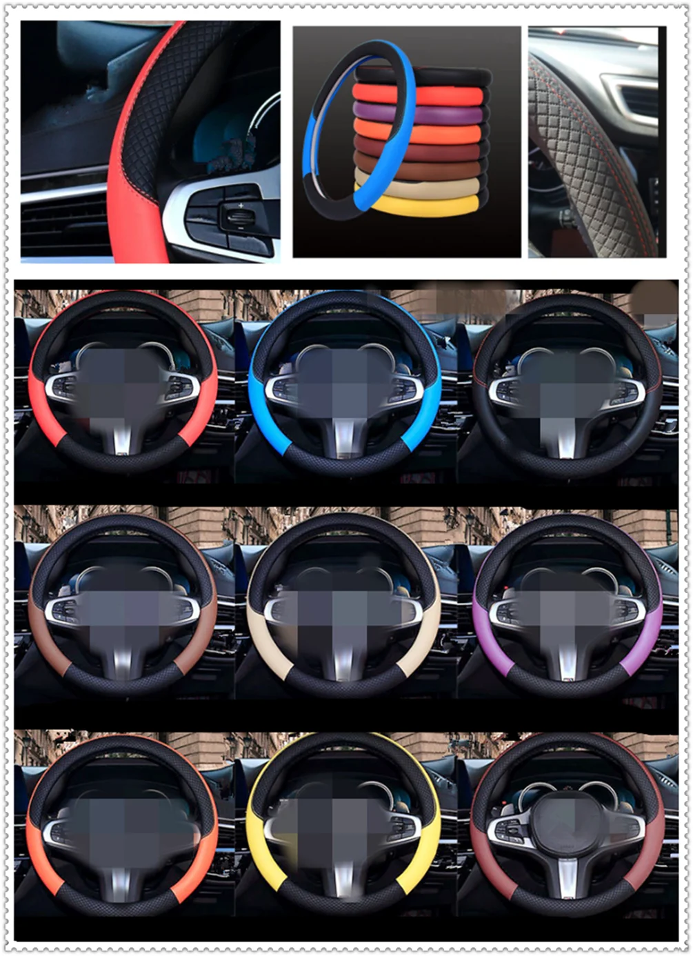 Auto parts steering wheel cover 38 cm or 15 inches Leather weaving for Hyundai CCS NEOS-3 Accent SR HND-4 Blue-Will i-blue