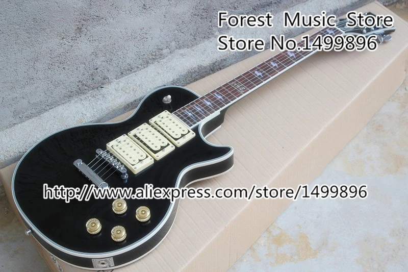 

New Arrival Black Ace Frehley LP Electric Guitars China Three Pickups Guitarra In Stock