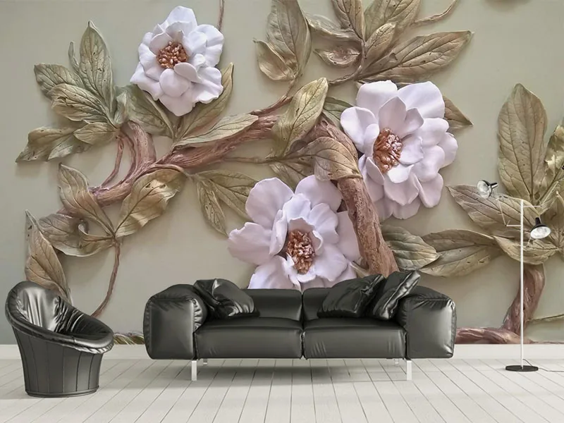 

Large Papel Mural Emboss Flower Trees 8d/3d Wall Photo Mural Wallpaper 3d murals wall paper for living room 3d wall murals