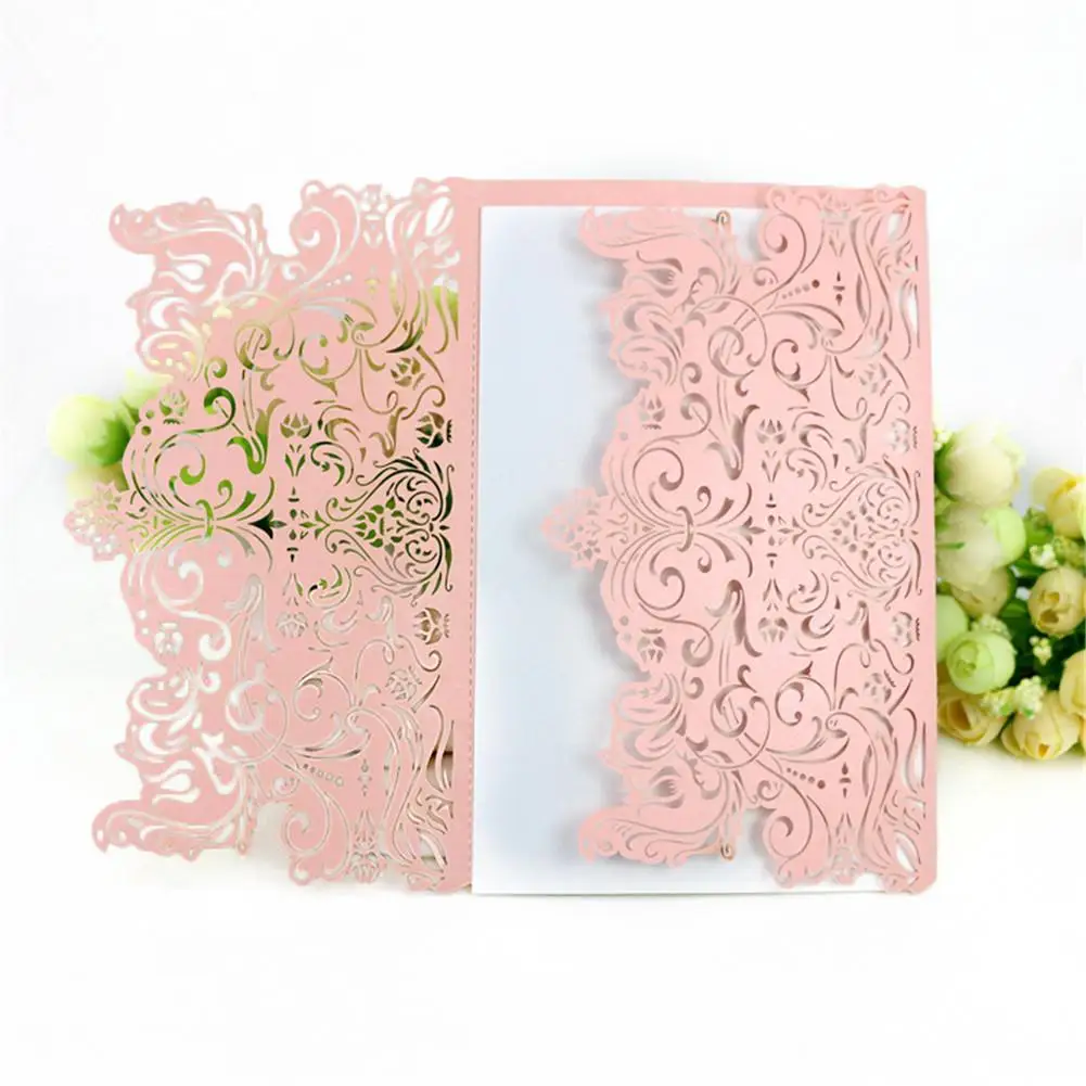  AUGKUN 10 PCS Hollow Carved Wedding Invitation Card Without Base Card - 33058009865