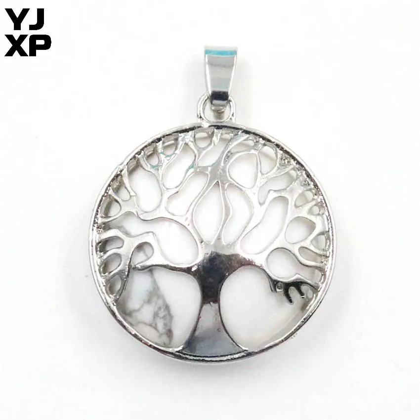 YJXP Древо жизни натуральный белый Howlite камень реики круглой формы Yggdrasil кулон для