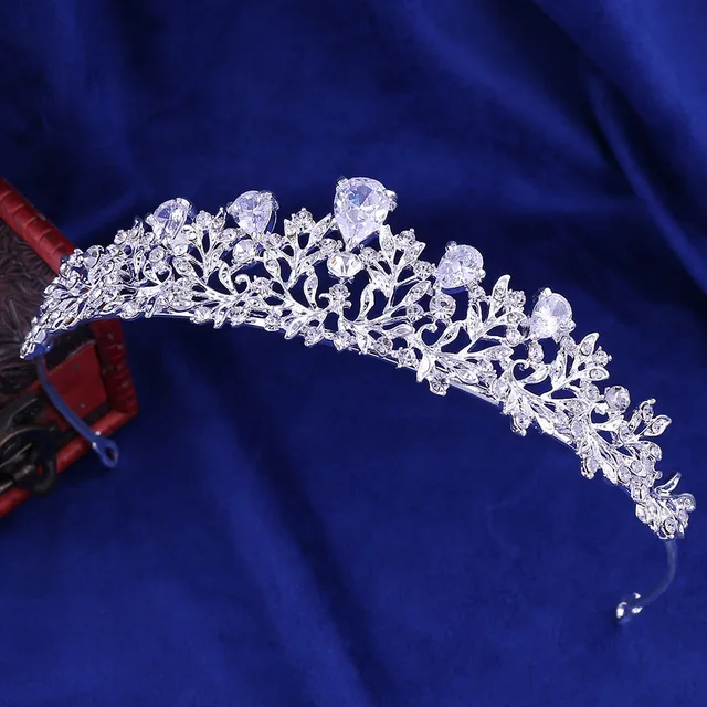 Crystal Leaf Bridal Necklace With Tiara And Earrings Sets