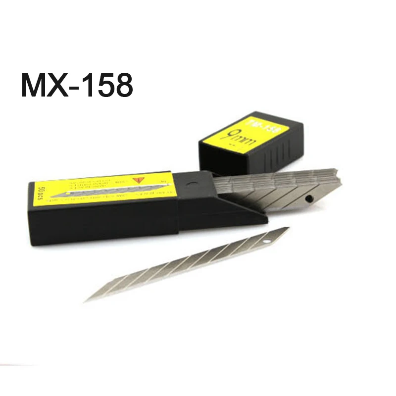 

MX-158 Metal Carbon Steel Snap-off Utility Sharp Knife Replacement Blade 9mm 50-Blade/Pack