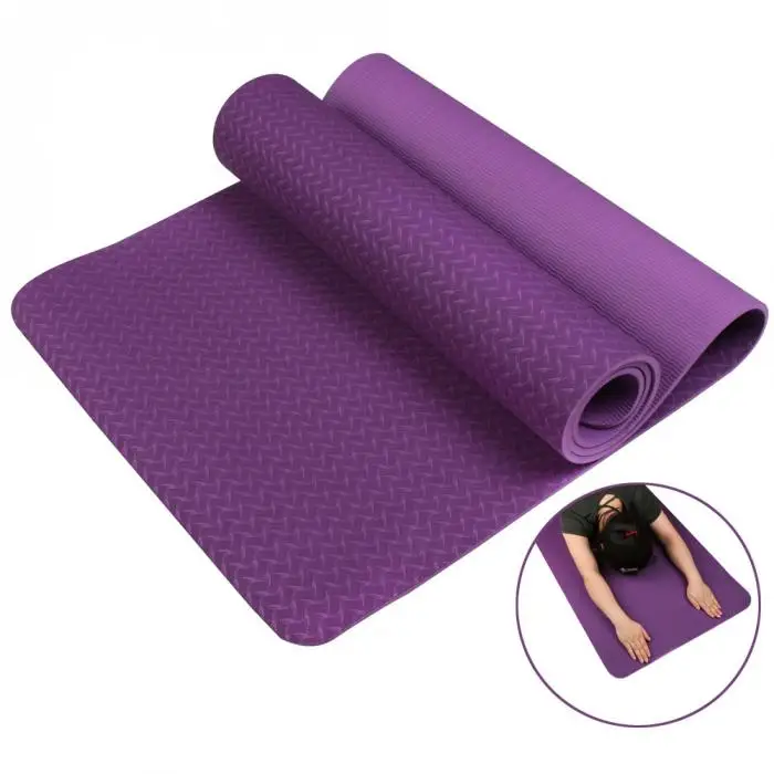 No-slip Yoga Mat 6mm TPE Sport Yoga Mat Fitness Pilates Gymnastics Widening Thickening Pad BB55