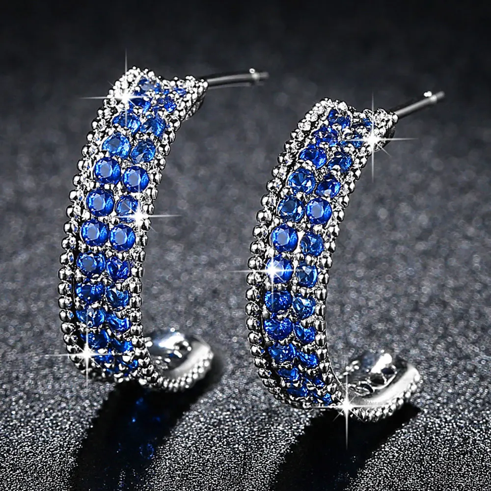 Beiver модные синие серьги с кубическим цирконием для женщин микро Pave AAA CZ Ювелирные изделия Свадебные Femme Bijoux
