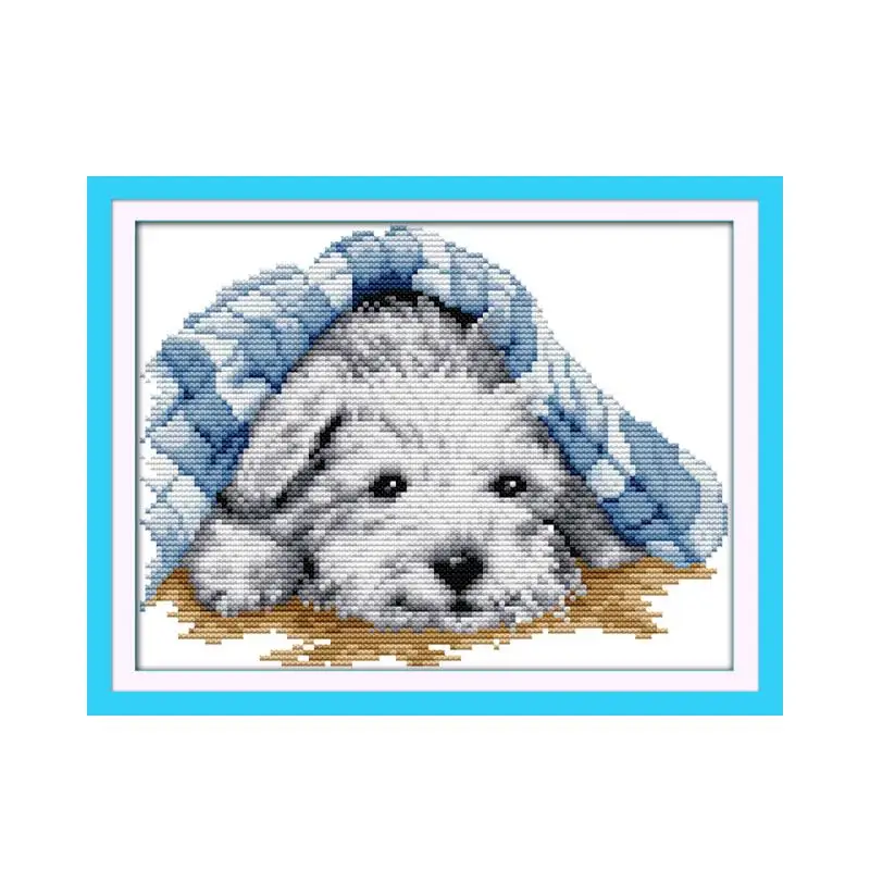 

Cute Small Dogs Small Size Simple Handmade Needlework Cross Stitch Kit Furniture Fabric 11CT 14CT Calico Embroidery