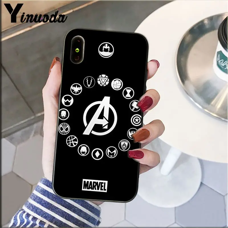 Yinuoda Marvel Мстители Герои комиксы DIY Роскошный Высокий протектор на конце чехол для iPhone 6S 6plus 7plus 8 8Plus X Xs MAX 5 5S XR