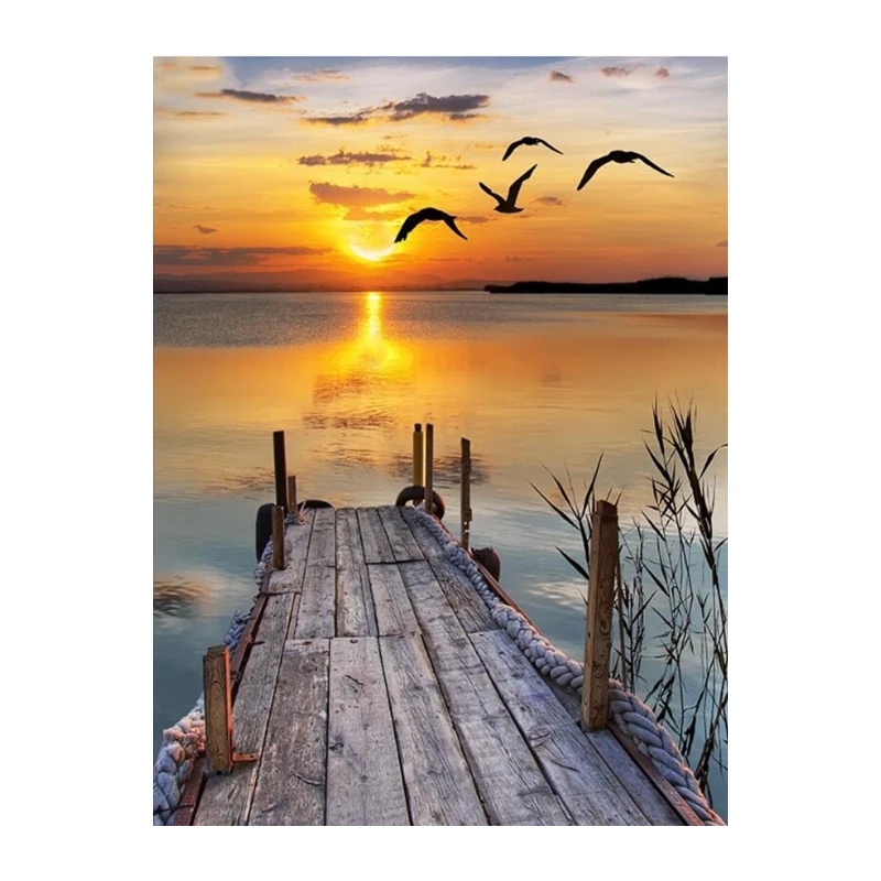 Preise Neue Diamant Malerei 5D Voll Platz Runde Bohrer Sunset Meer Landschaft Seagull Daimond Strass Stickerei Kreuz Stich Kit M567