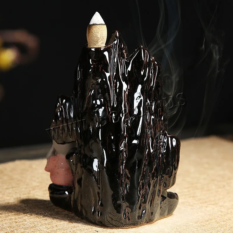 The Little Monk Backflow Incense Burner Smoke Waterfall Incense Stick Holder Burner Mountain River Use In Home Office Teahouse