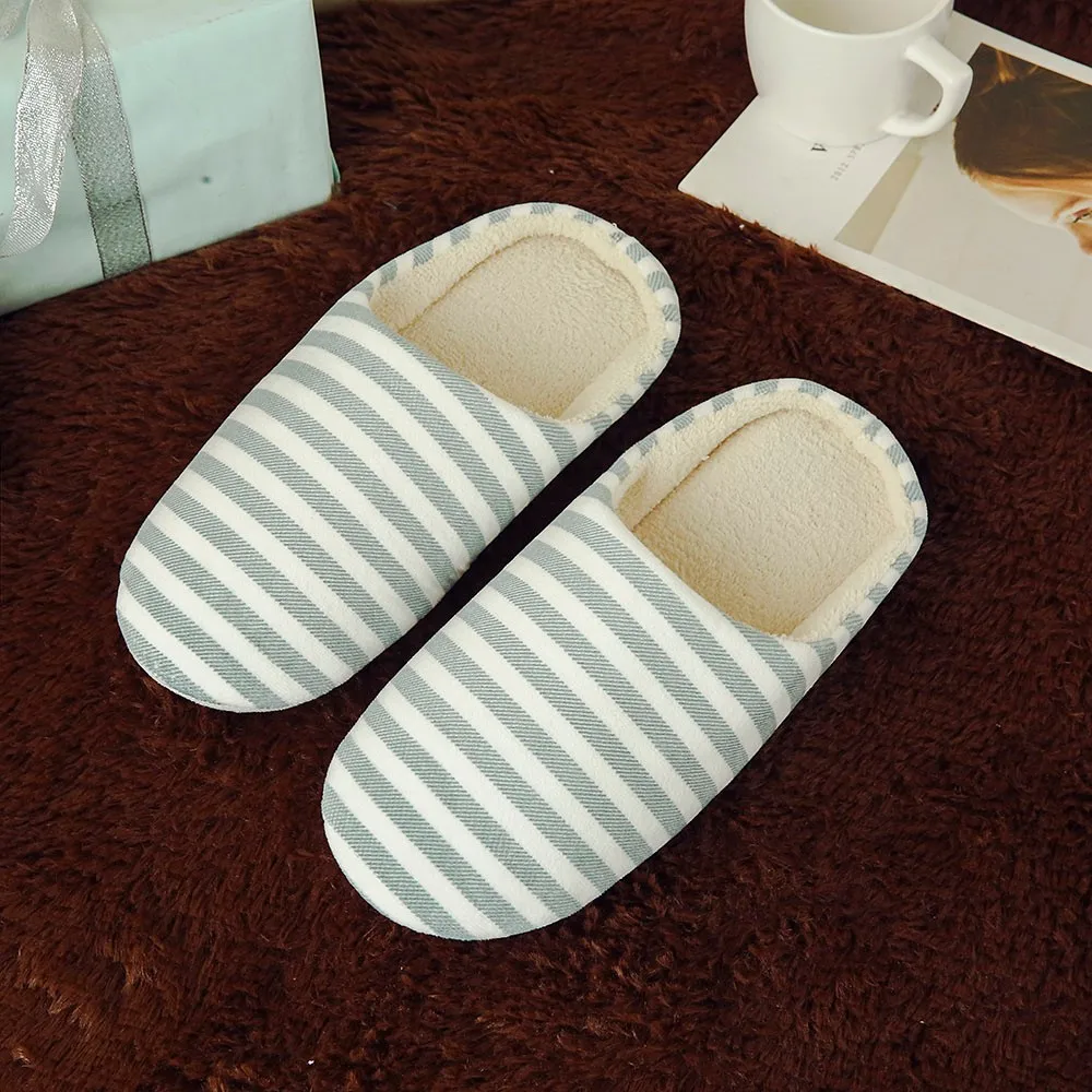 Sleeper#501 NEW Women Men Warm Striped Slipper Indoors Anti-slip Winter House Shoes casual home ladies hot Free Shipping