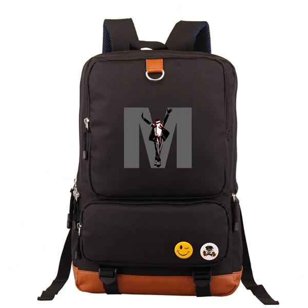Майкл Джексон мультфильм мальчики девочки подростки школьные сумки рюкзаки сумка на плечо ткань Оксфорд рюкзак повседневный рюкзак - Цвет: Black-1