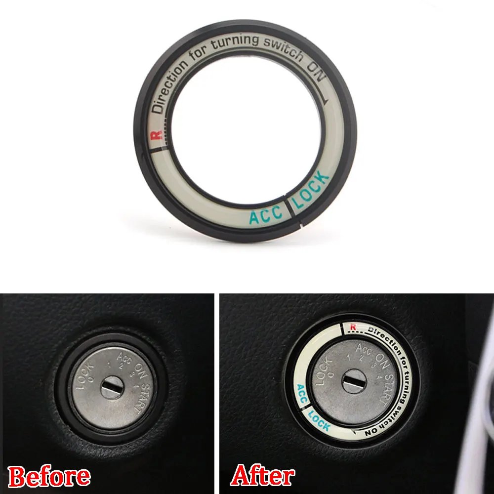 Luminous New Car Key Hole Decorative Cover Ring Ignition Key Ring Cap