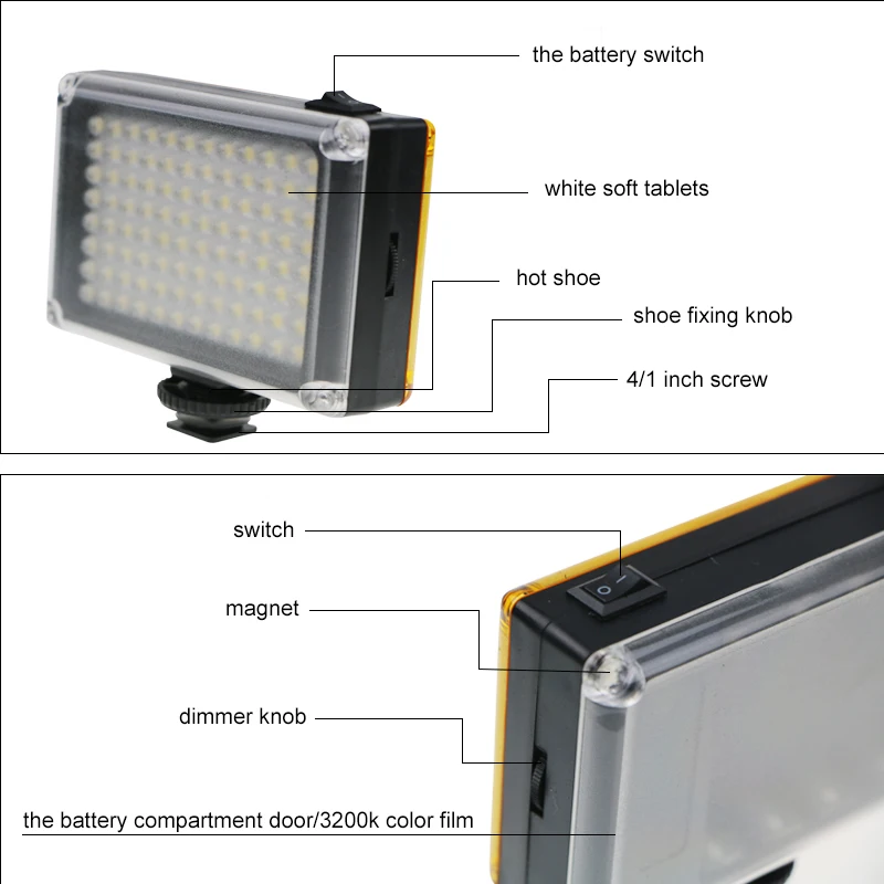96 LED Phone Video Light Photo Lighting on Camera Hot Shoe LED Lamp