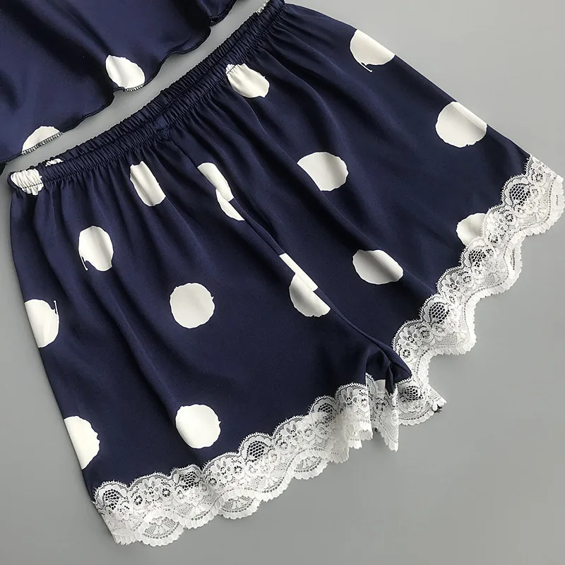 2019 для женщин пижамы наборы для ухода за кожей комплект из 3 предметов атлас Pijama нагрудники Спагетти ремень кружево шелк сна Lounge Ночное