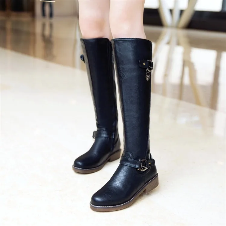 

Big Size 9 10 11-13 boots women woman winter boots women women shoes botas Belt buckle side zipper with flat heel