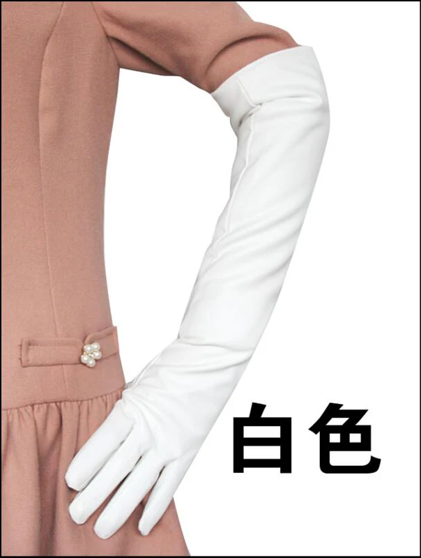 Женские модные зимние перчатки из искусственной кожи высокого качества, женские теплые милые перчатки, женские длинные стильные перчатки G203 - Цвет: White