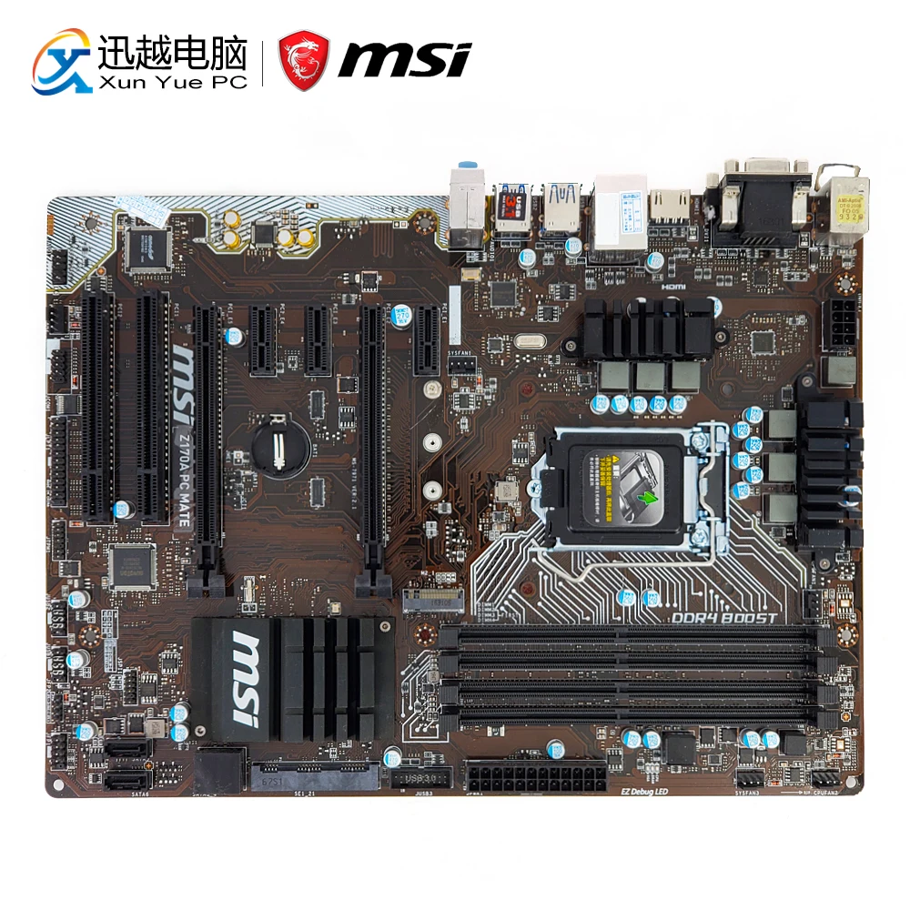 MSI Z170A PC MATE Desktop Motherboard Z170 Socket LGA 1151 i3 i5 i7 DDR4 64G M.2 SATA3 USB3.0 DVI HDMI ATX MSI Z170A PC MATE Desktop Motherboard Z170 Socket LGA 1151 i3 i5 i7 DDR4 64G M.2 SATA3 USB3.0 DVI HDMI ATX