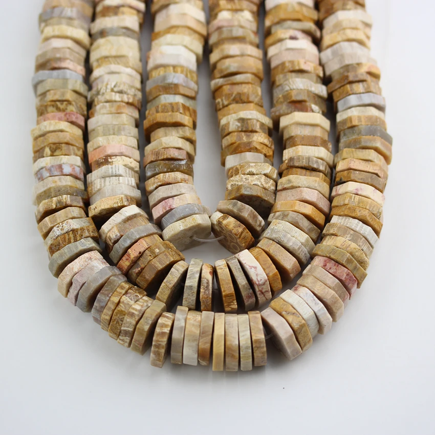 

Faceted Coral Jades Heishi Loose Beads,Drilled Freeform Coin Slabs Beads Jewelry Making