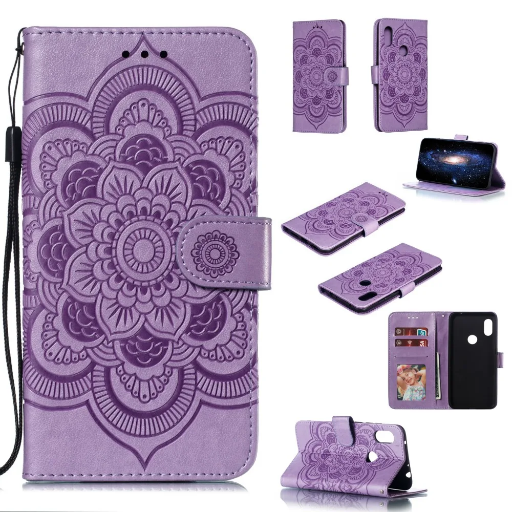 

Vintage Exotic Leather Case For Xiaomi Redmi Note 6 / Note6 Pro Wallet Cover Kickstand With Card Slot Pockets Floral Mandala