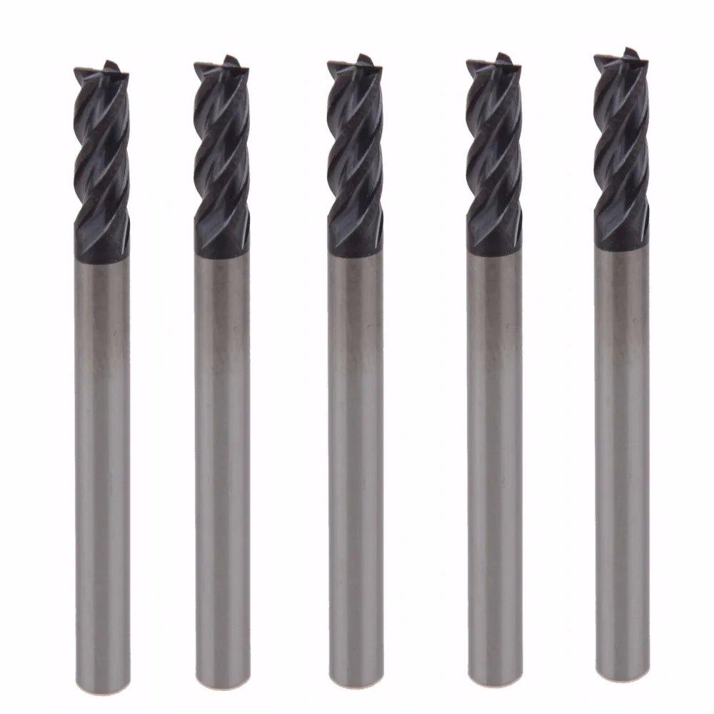 

5Pcs D4*10*50 Four Flutes Micro Solid Carbide Face End Mill CNC Milling Cutter Bits For Steel Milling