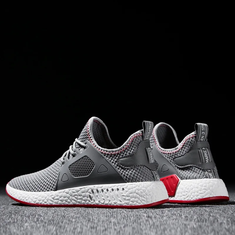 

2019 Fashion Men Shoes Casual Weaving Fly Mesh Breathable Light Soft Black Slipon Mens Shoe Male Trainers Sneakers Human Race
