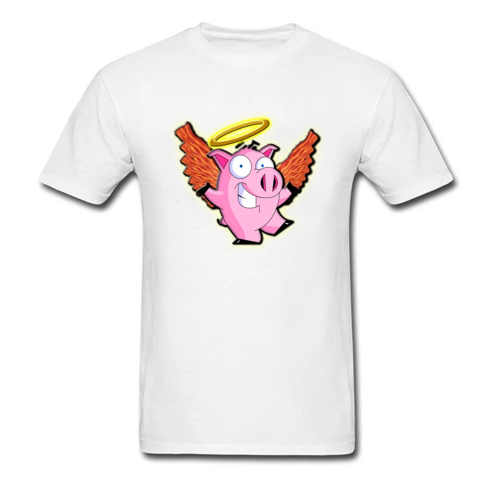Heavenly Bacon Summer Autumn 100% Cotton Fabric Crew Neck Tops Shirt Short Sleeve Printed Tee-Shirts Brand New Summer T Shirts Heavenly Bacon white