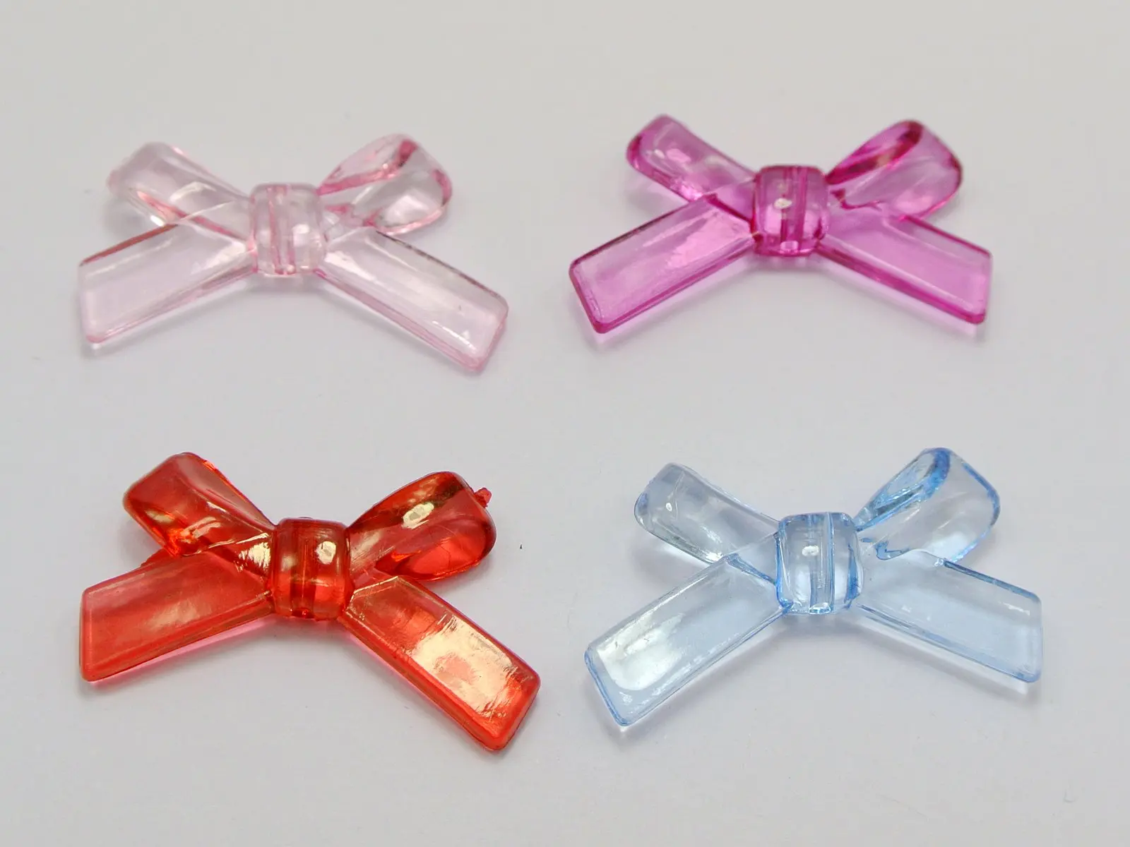 

50 Mixed Colour Transparent Acrylic Bowknot Bow Tie Charm Beads 34X20mm
