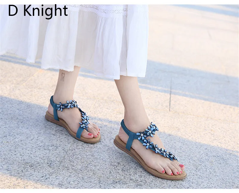 Boho Women Shoes Comfort Sandals Summer Fashion Crystal Flip Flops High Quality Flat Sandals Gladiator Sandalias Plus Size 42  (19)