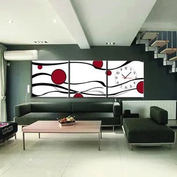 

E-HOME Circular Abstract Pattern Clock in Canvas 3pcs wall clock
