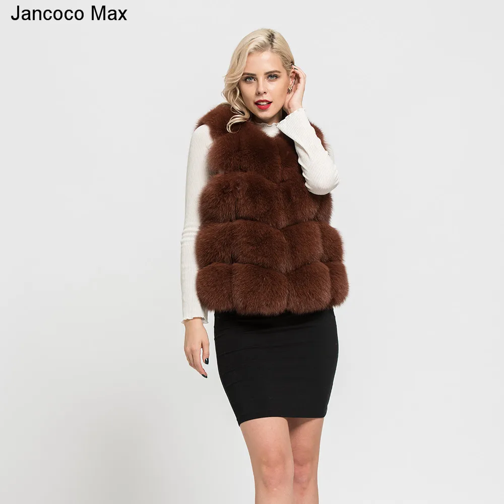 Jancoco Max 2019 Женская натуральным лисьим Мех животных жилет осень зима мода леди повседневное Новое поступление S7163