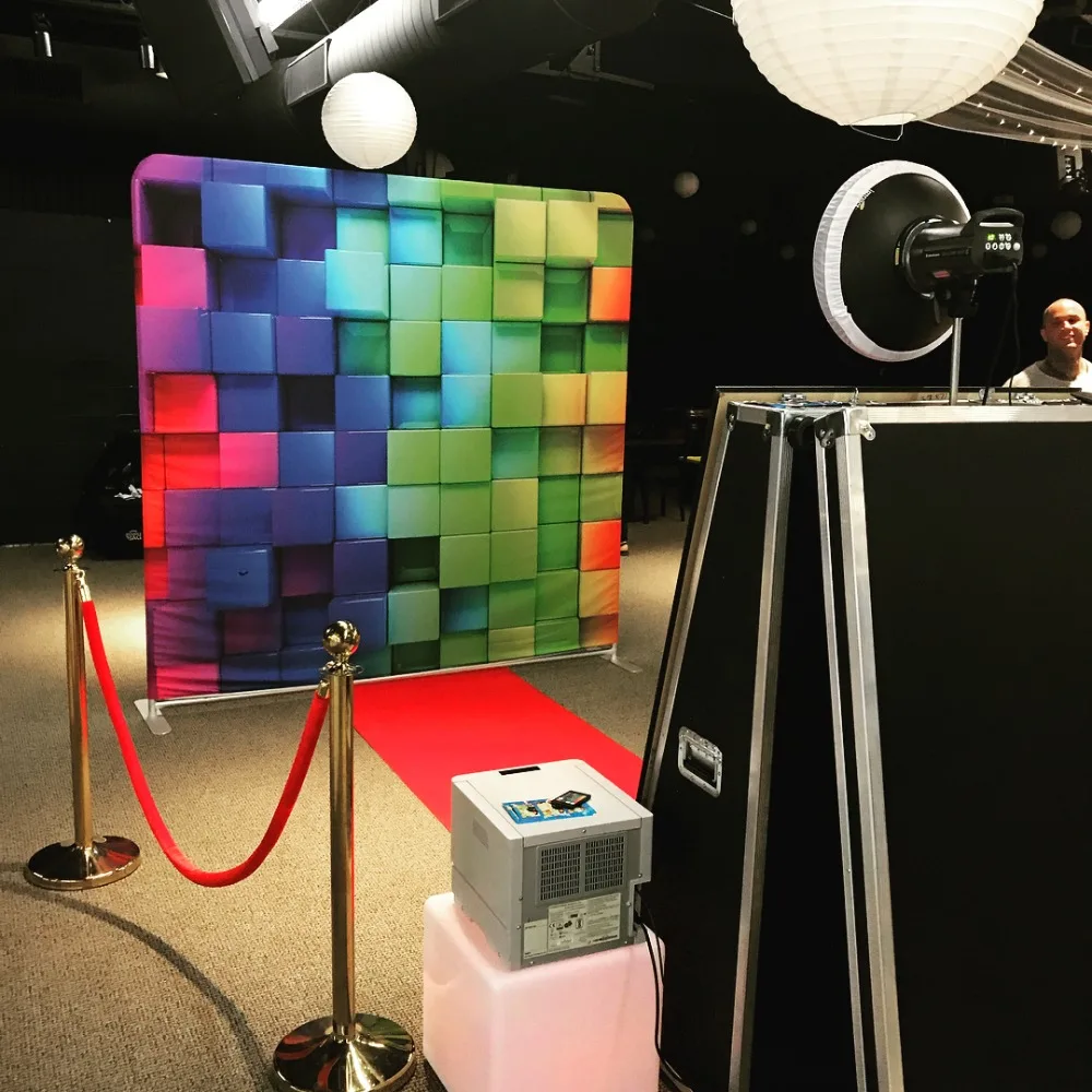 

3D wall/green screen double sided print pillow backdrop with stand for photobooth