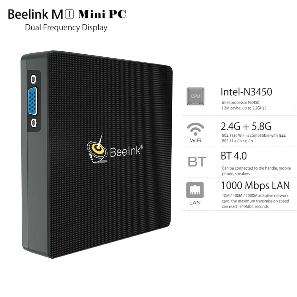 Beelink M1 Mini PC 4 ядра К Win10 Bluetooth 0 Smart ТВ коробка ГБ + 64 Поддержка 5 1 Surround Sound Выход г Wi Fi|4k