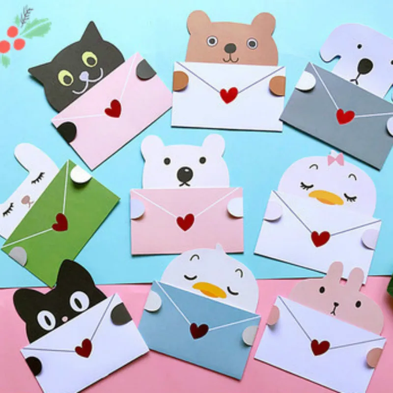 

Set of 9 Assorted Cute Cartoon Animal Greeting Cards With Envelopes Ideal for Birthdays Mother day Thank You Note Cards