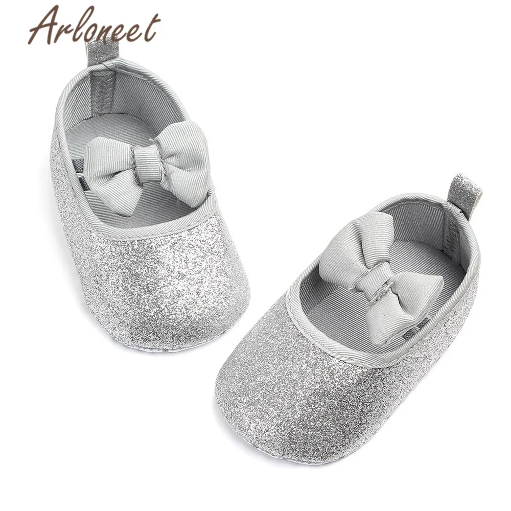 ARLONEET обувь для новорожденных девочек; кроссовки из искусственной кожи с бантиком; обувь для девочек с эластичными лентами; удобная детская обувь для маленьких девочек