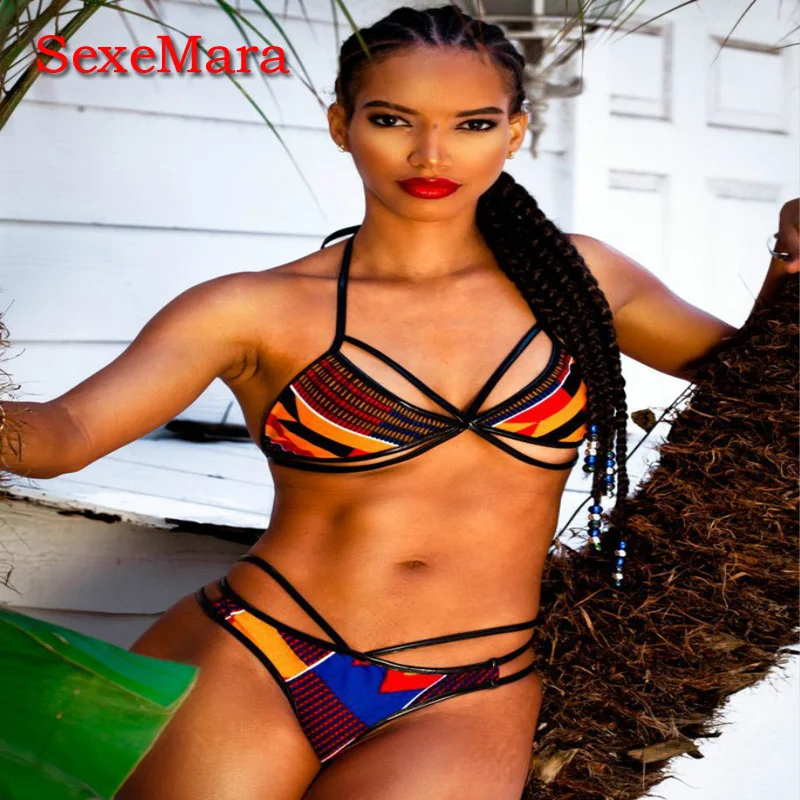estate a buon mercato plus size carino halter bikini stampa plaid costume da bagno 2 pezzo bikini retr femminile d coppa costum